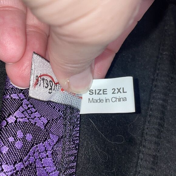 Gothic Purple Lace Corset Bustier Top 2XL Black Ribbon Trim Cosplay Witchy - Picture 7 of 10